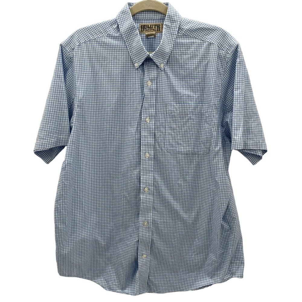 Duluth Blue/White Button Down Short Sleeve Shirt Men's Size L